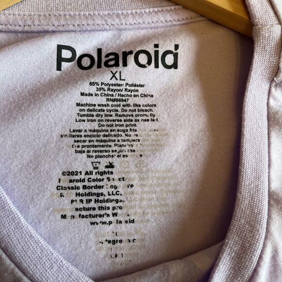 Polaroid Instant Camera Graphic Shirt Women’s XL Purple Tunic Short Sleeve Top - Picture 4 of 8